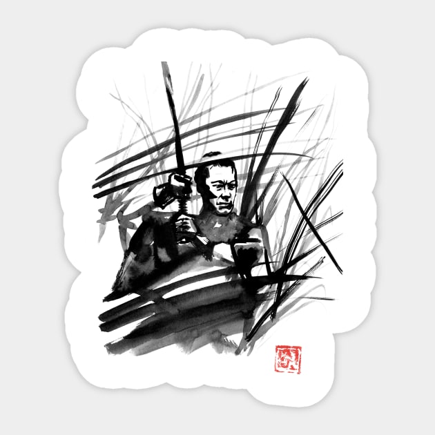 toshiro mifune in the field Sticker by pechane